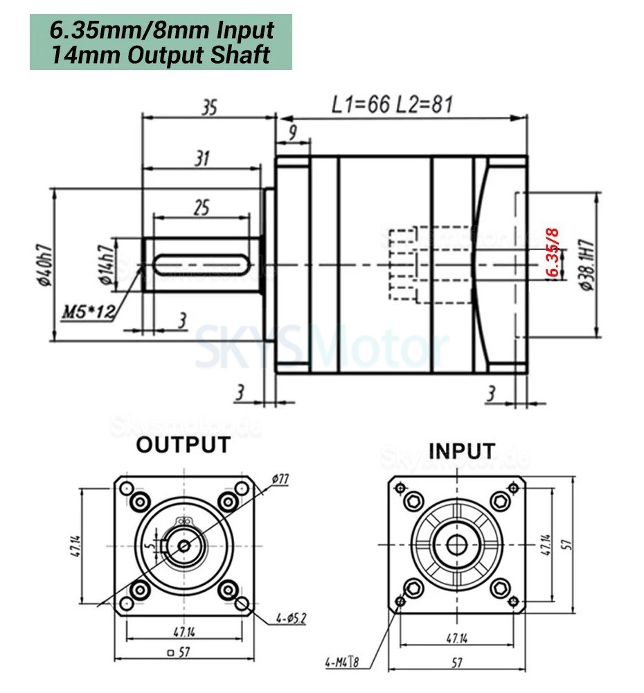 Nema 23 Planetengetriebe Schrittmotor DLF+HBT5776C mit 4:1/5:1/10:1/20:1/25:1/40:1/50:1/100:1 Planetengetriebe